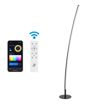 Malthe 71" Modern Contemporary Aluminum/Iron Arc Integrated LED Floor Lamp - JONATHAN Y
